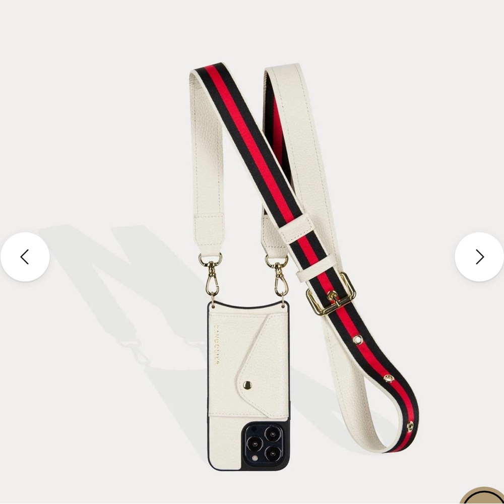 Bandolier Kimberly iPhone 15 case ivory and gold with strap